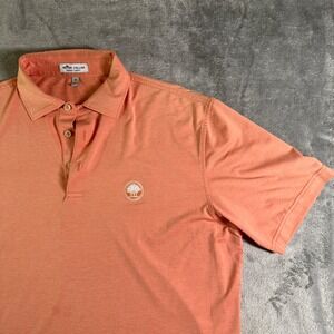 Peter Millar Summer Comfort Polo Shirt Mens Med Tree Logo Coral Short Sleeve